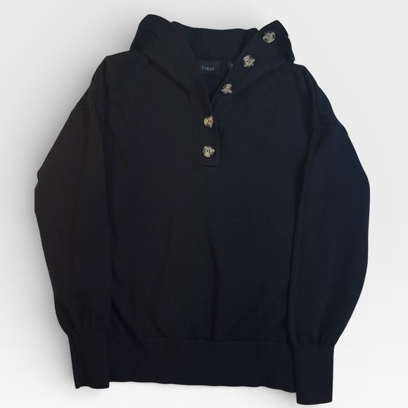 Cyrus Women’s Milan Black Knit Quarter Collar Button Rayon Sweater SMALL - Picture 3 of 8